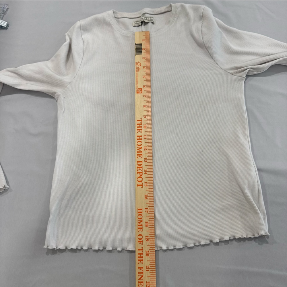 Abercrombie & Fitch White Ribbed Long Sleeve Top Large - Picture 8 of 8